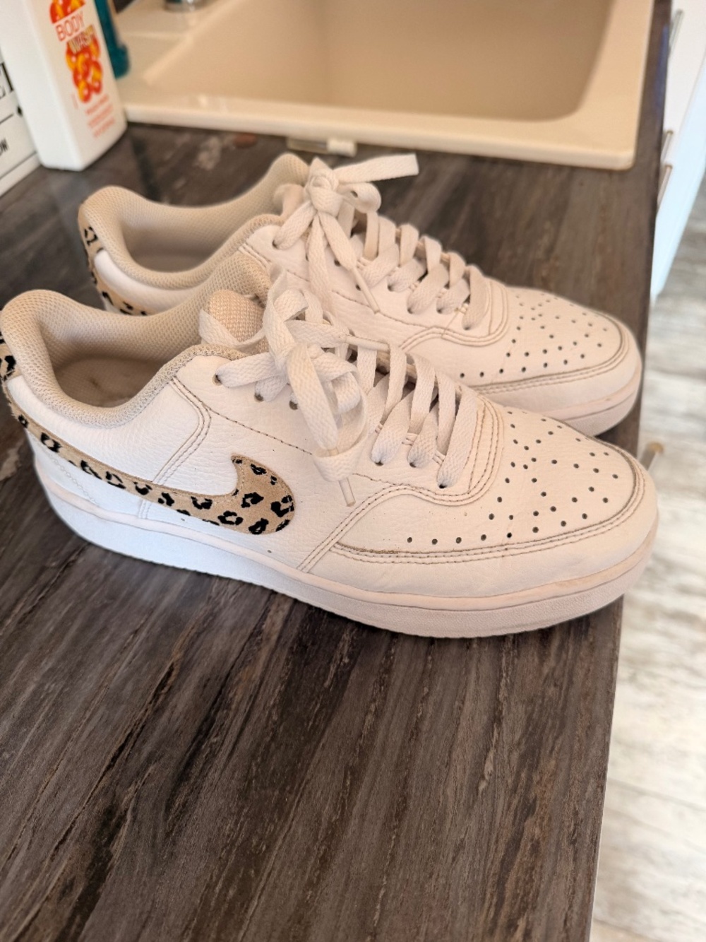 Nike Court Vision Low White Leopard Women’s Size 7.5